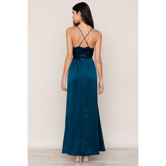 Yumi Kim Rush Hour 100% Silk Maxi Wrap Dress/Gown NWT in Ink Blue Size Small - Picture 2 of 9